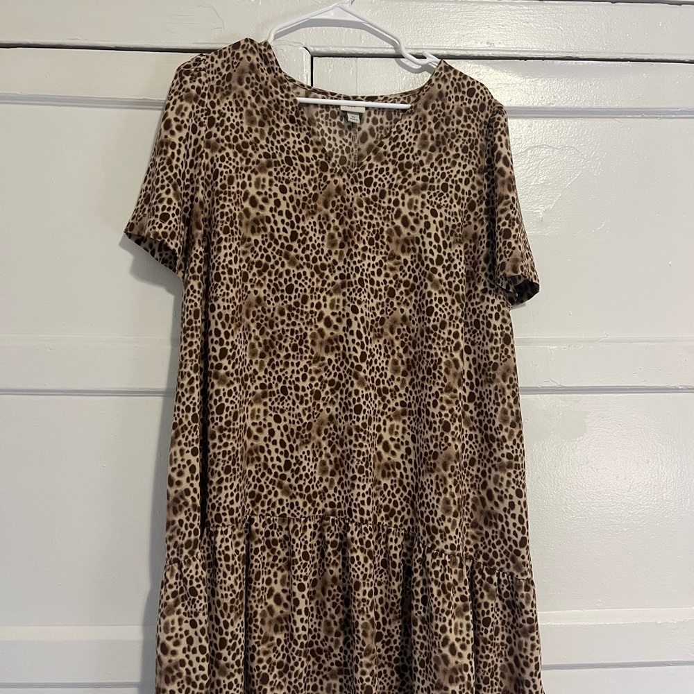 Leopard Print Short Sleeve Dress